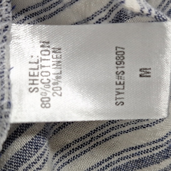Mustard Seed White Blue Striped Coastal Preppy Cotton Blend Button Front Top S - Picture 11 of 13